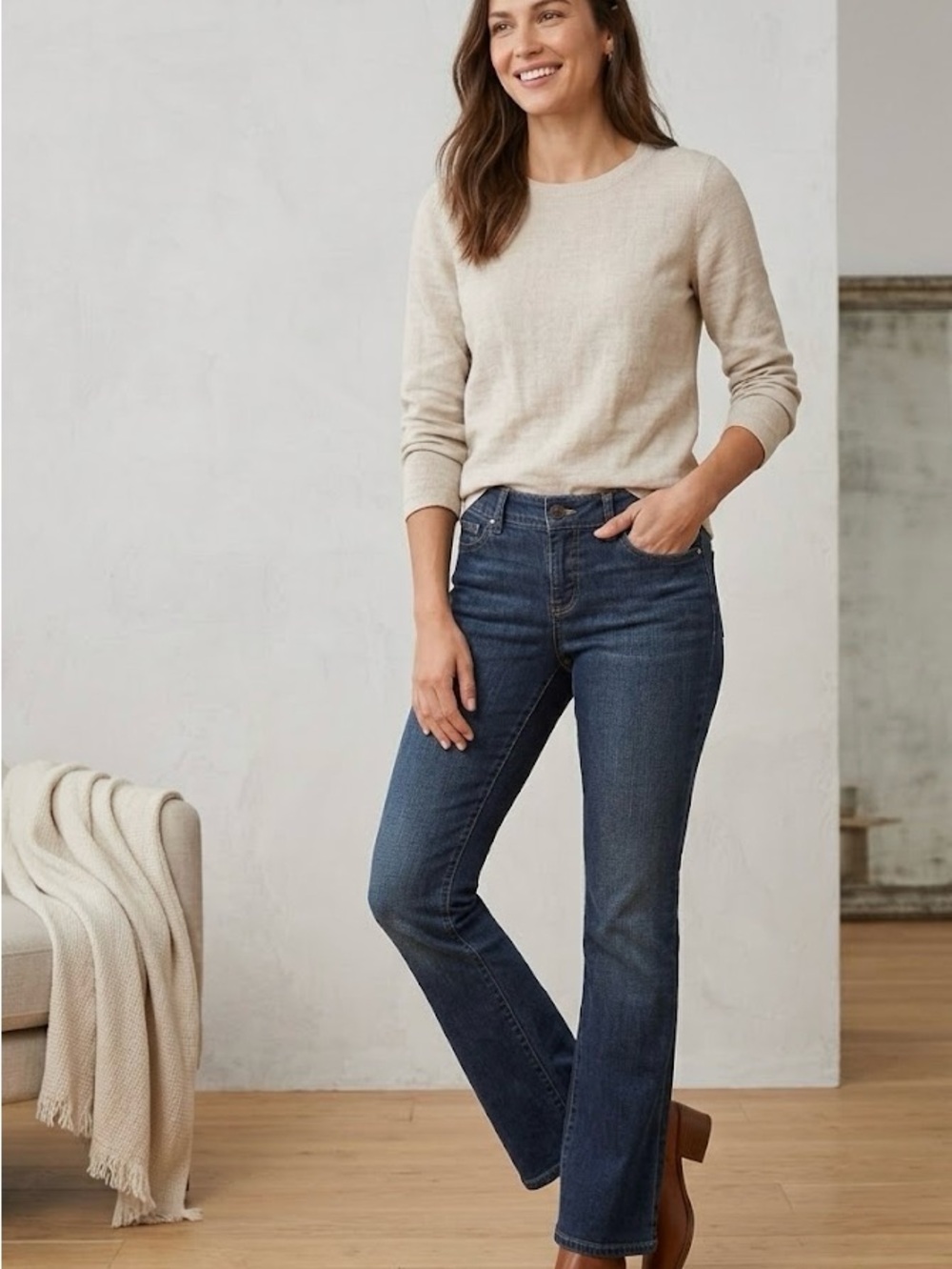 Ann Taylor LOFT Original Bootcut Jeans Dark Wash Size 8P Petite